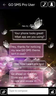 GO SMS Crystal Butterfly Theme android App screenshot 2